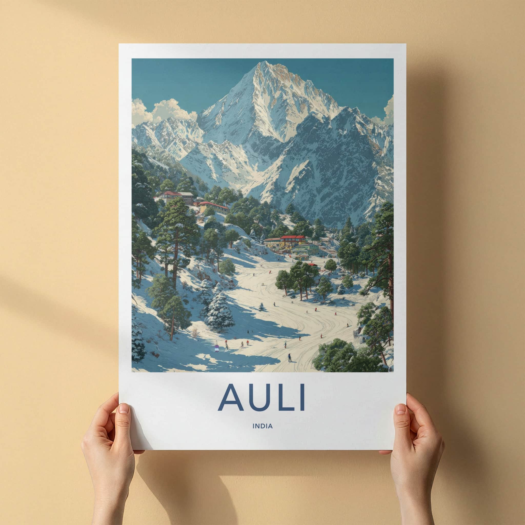 Auli Poster - India Travel Art - Uttarakhand Snowy Peaks Home Decor