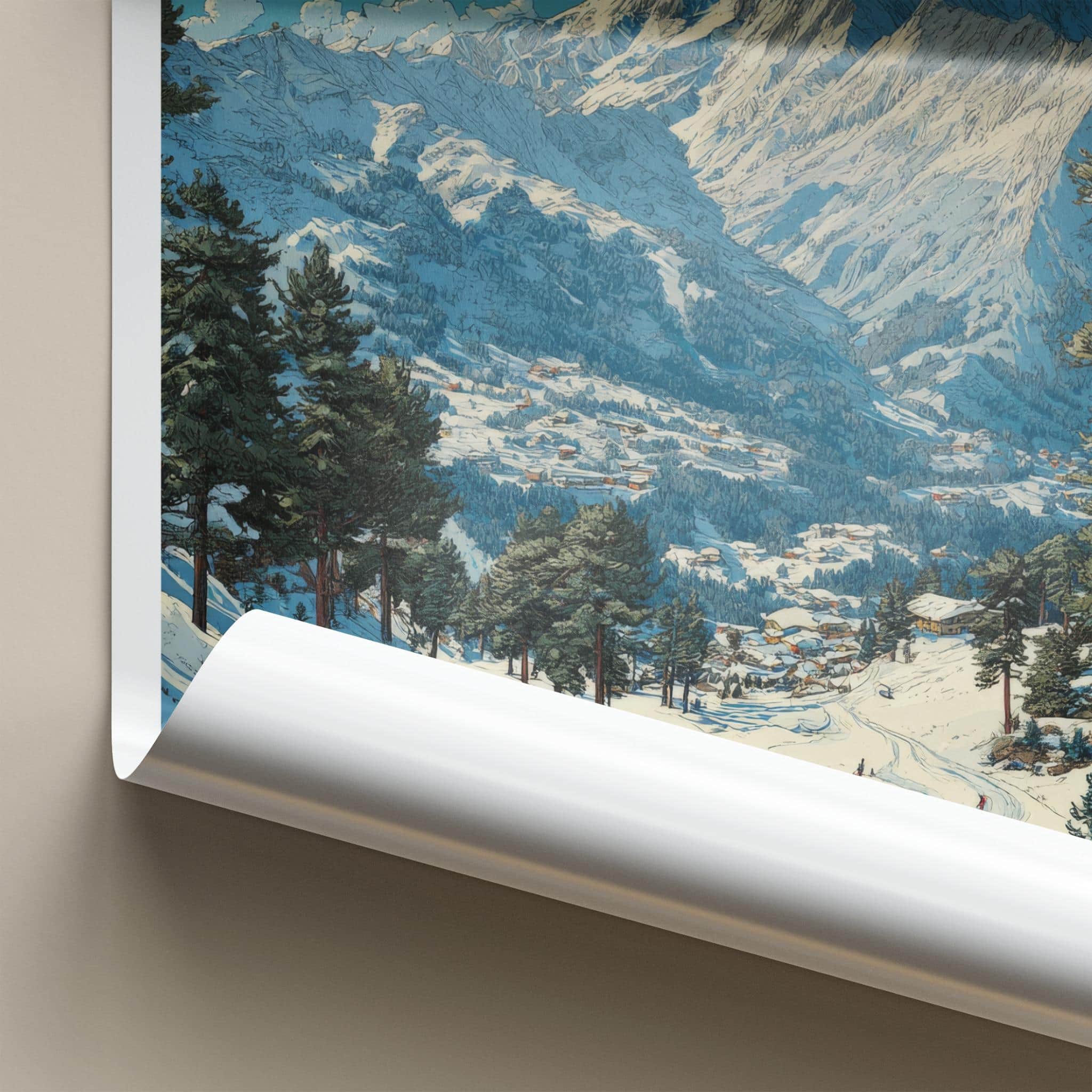 Auli Poster - India Travel Art - Uttarakhand Snowy Slopes Home Decor