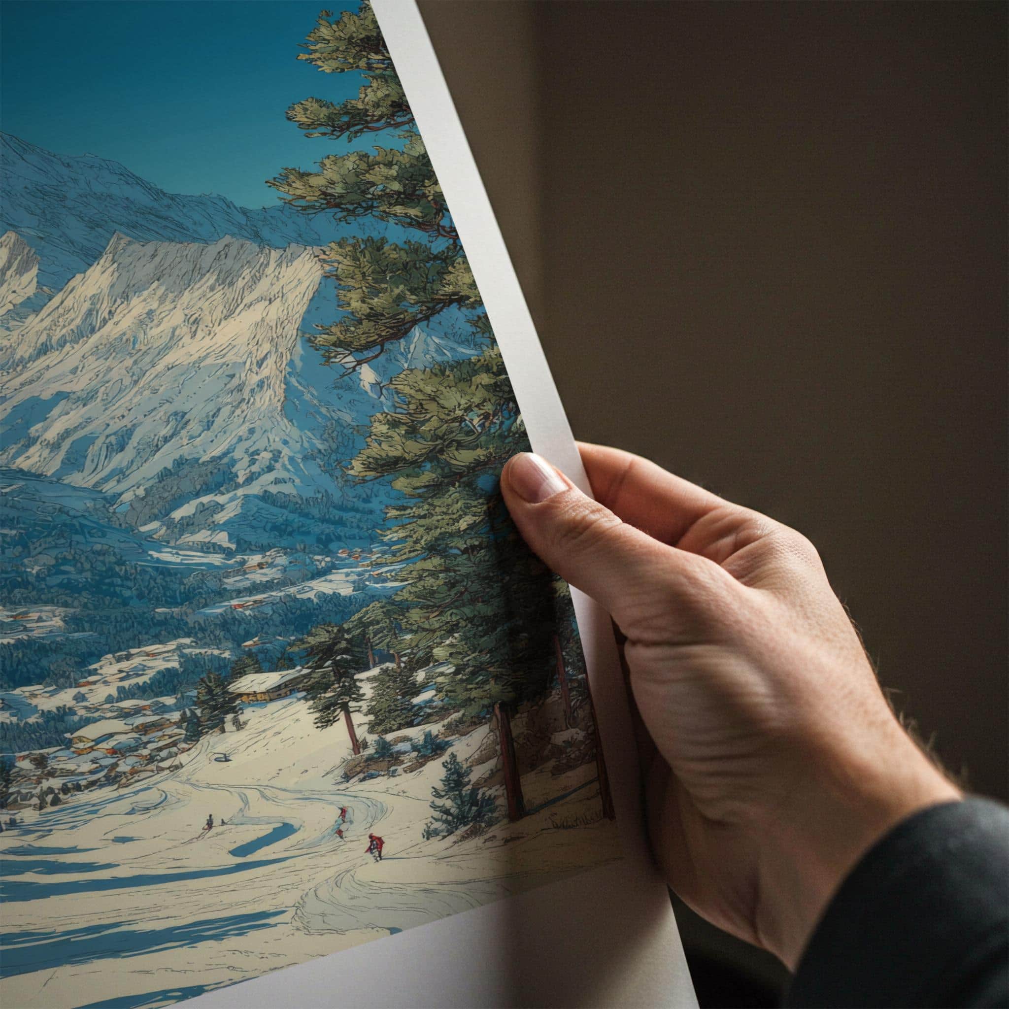Auli Poster - India Travel Art - Uttarakhand Snowy Slopes Home Decor