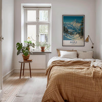Auli Poster - India Travel Art - Uttarakhand Snowy Slopes Home Decor