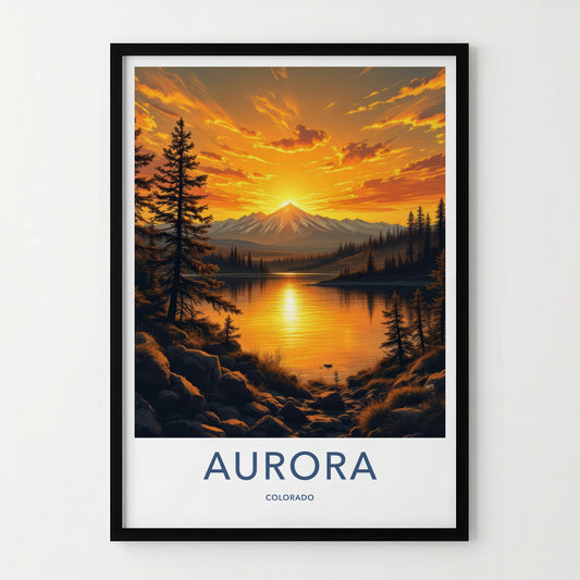 Aurora Poster - Colorado Wall Art - Mountain Lake Sunset Home Decor