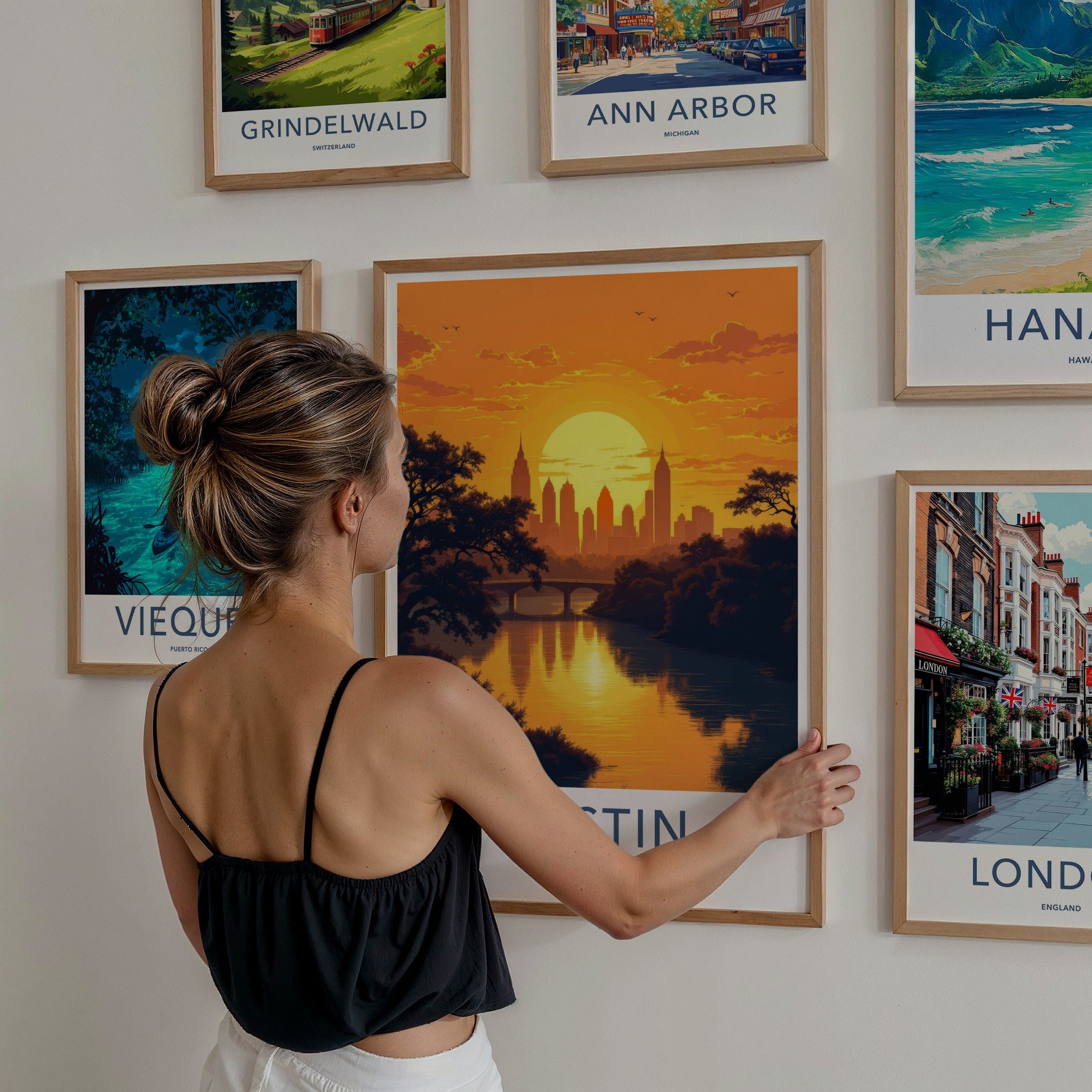 Austin Poster - Texas Art Print - Urban Sunset Skyline Wall Decor