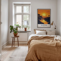 Austin Poster - Texas Art Print - Urban Sunset Skyline Wall Decor