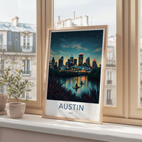 Austin Poster - Texas Framed Art - Skyline River Kayakers Gallery Art
