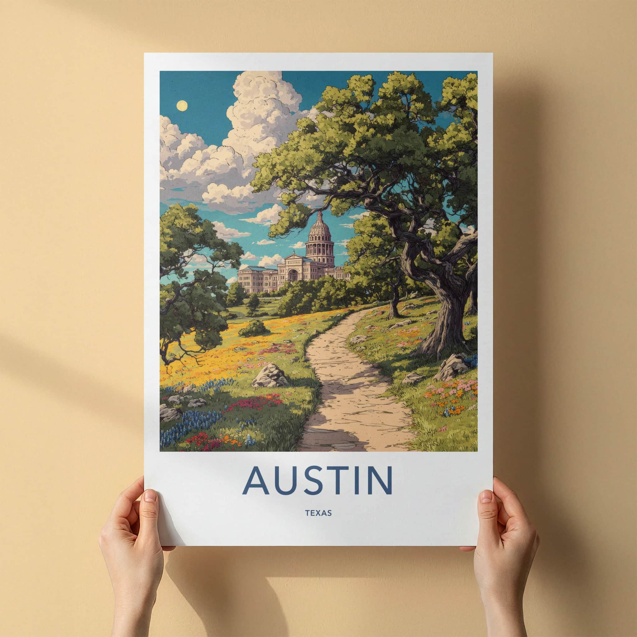 Austin Poster - Texas Travel Art - Capitol Building Path Wall Decor