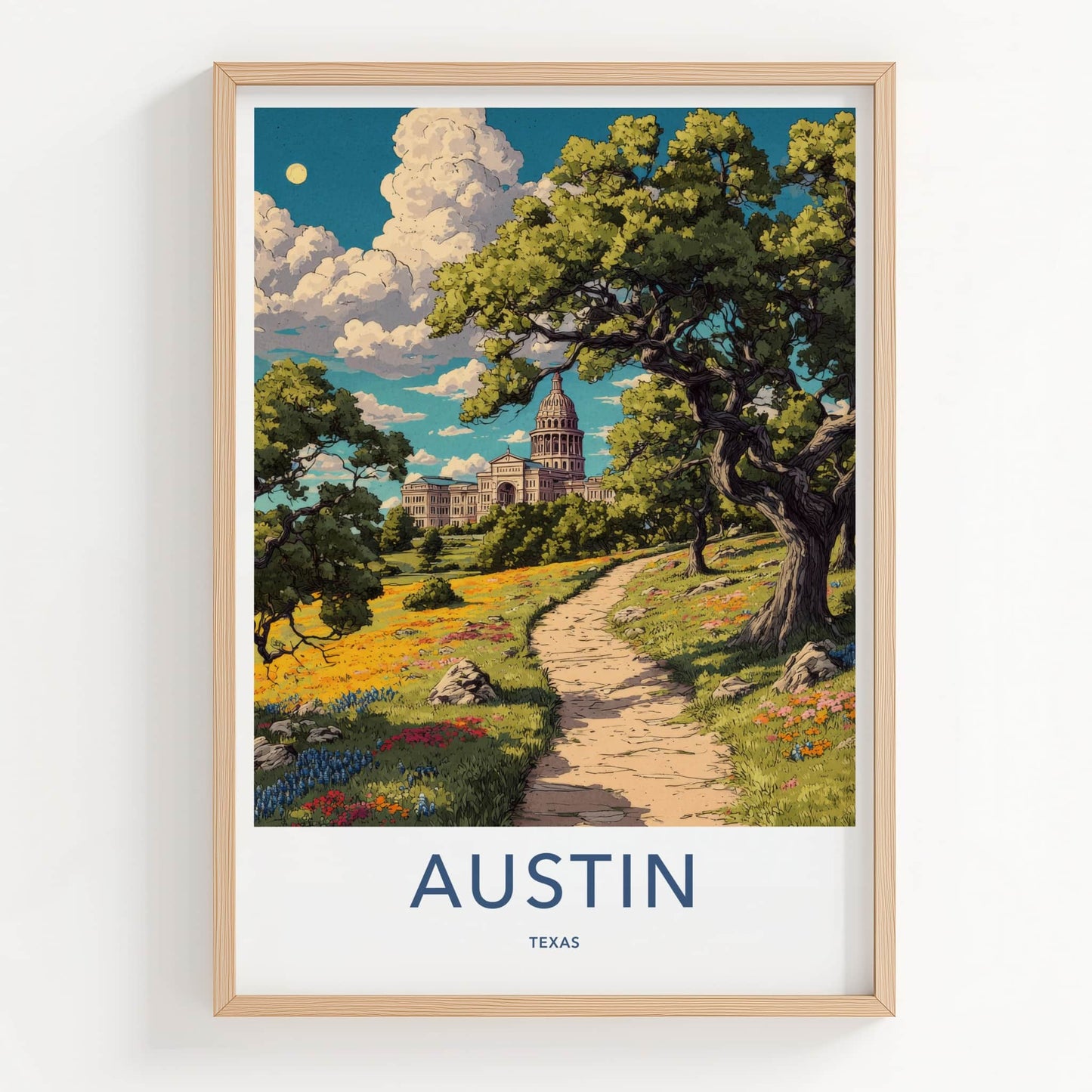 Austin Poster - Texas Travel Art - Capitol Building Path Wall Decor