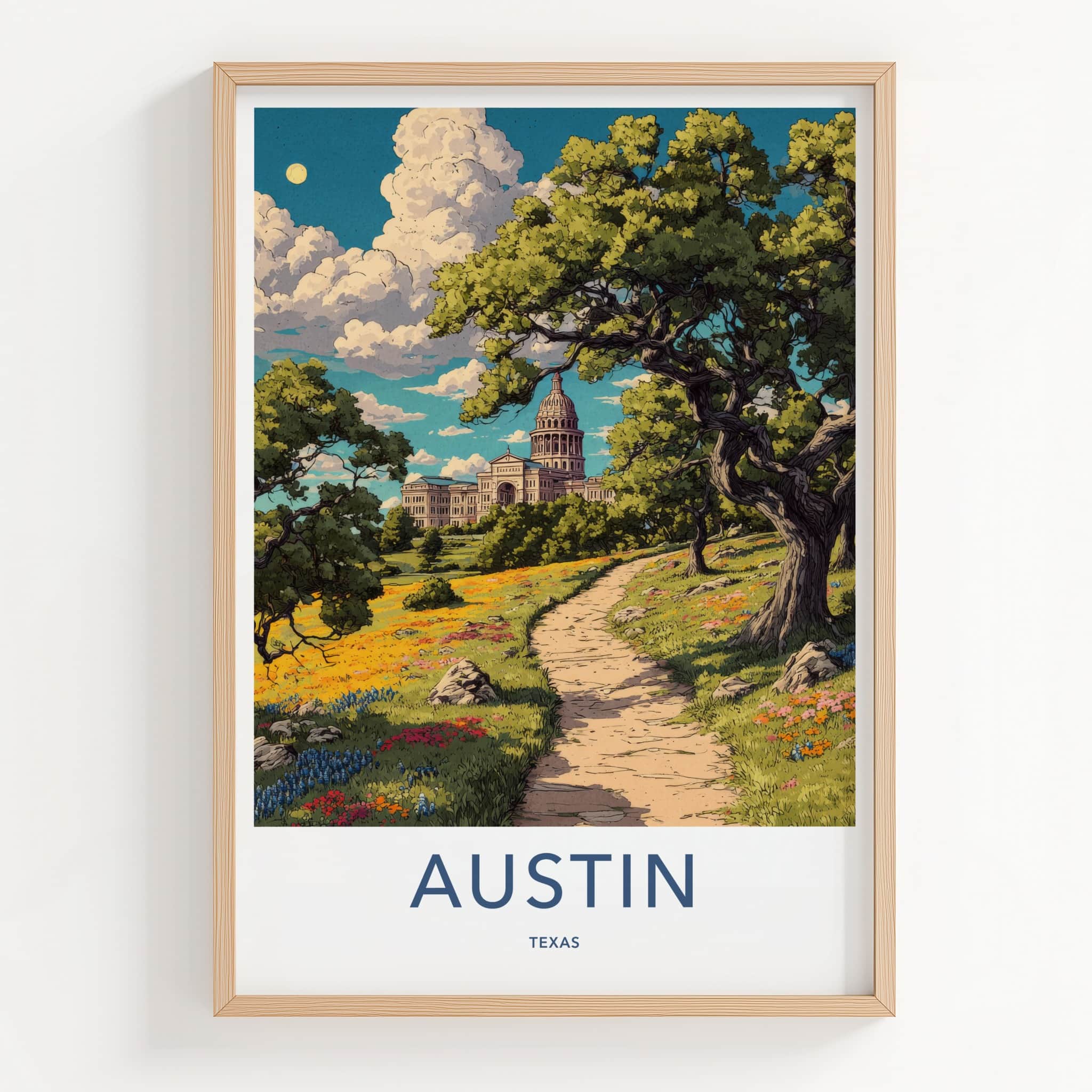 Austin Poster - Texas Travel Art - Capitol Building Path Wall Decor