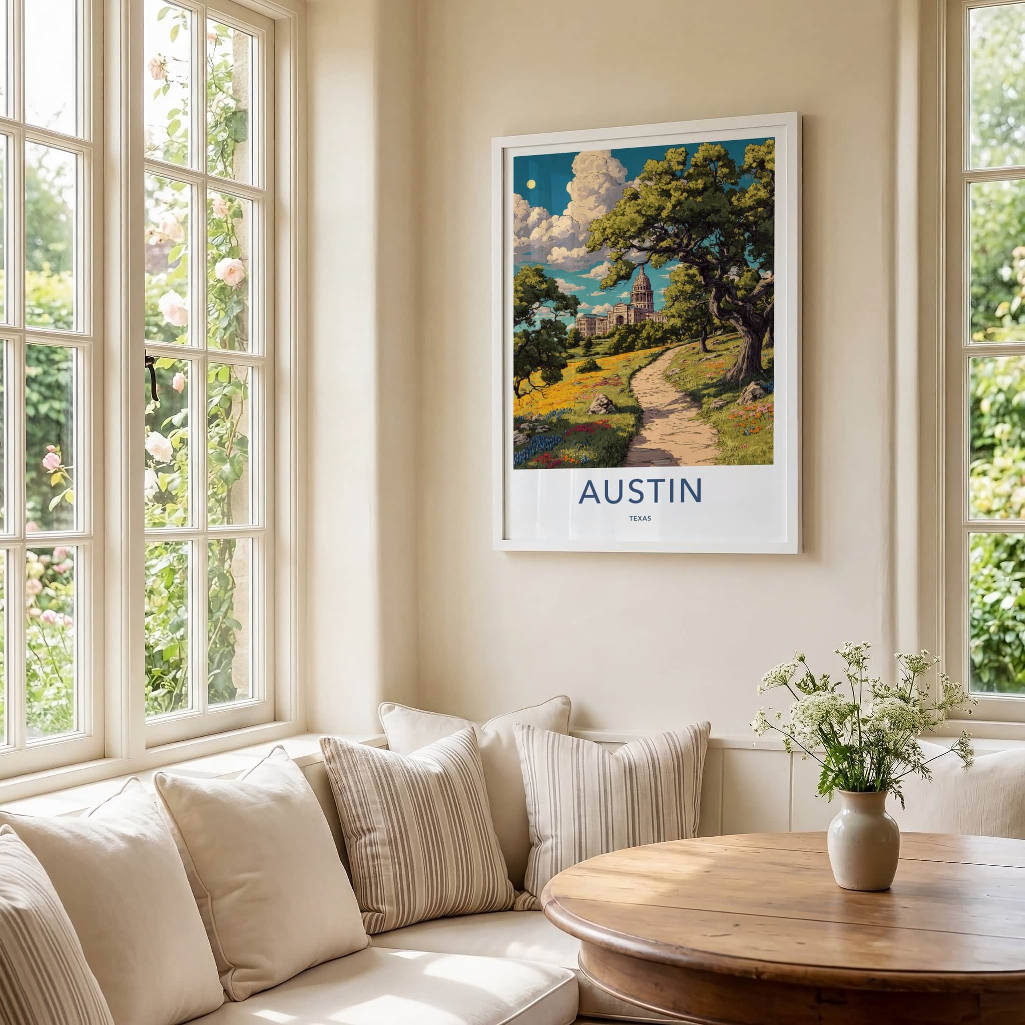 Austin Poster - Texas Travel Art - Capitol Building Path Wall Decor
