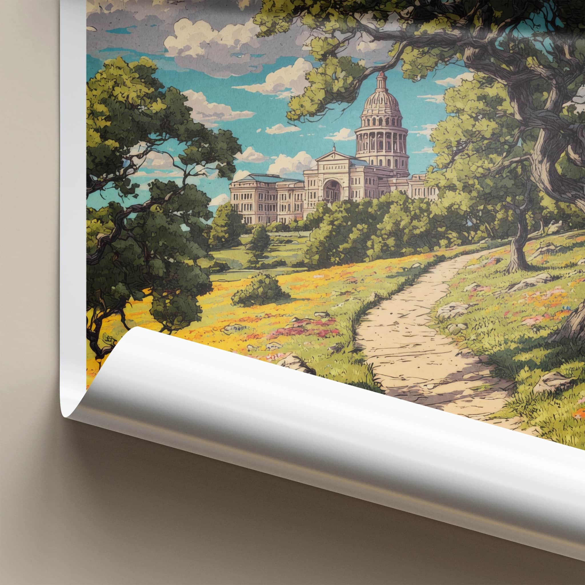 Austin Poster - Texas Travel Art - Capitol Building Path Wall Decor