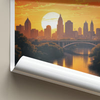 Austin Poster - Texas Travel Art - Vibrant River Sunset Home Decor