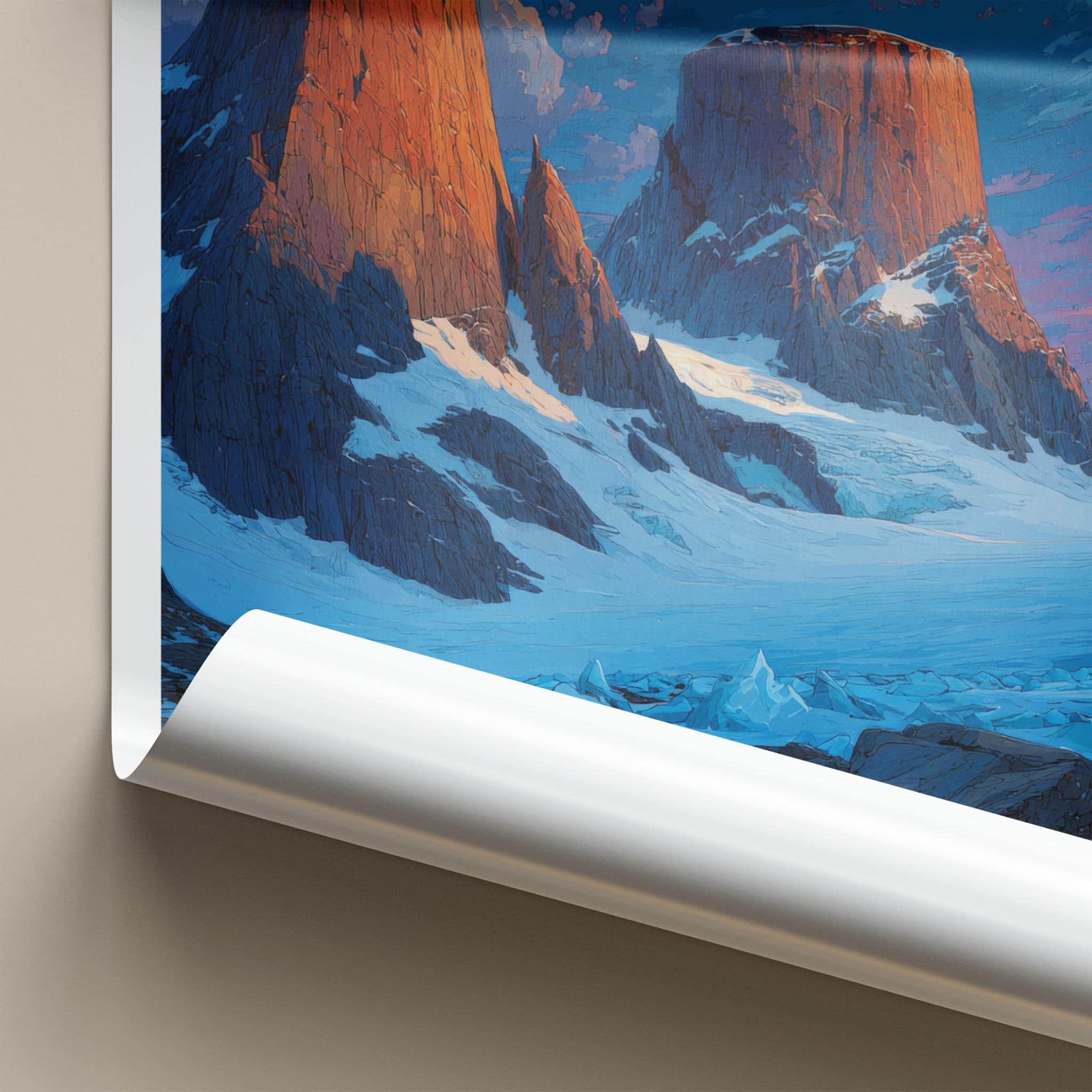 Auyuittuq National Park Poster - Canada Travel Print - Arctic peaks sunset Wall Decor