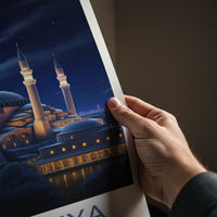 Ayasofya Poster - Turkey Travel Art - Starry Night Mosque Wall Decor