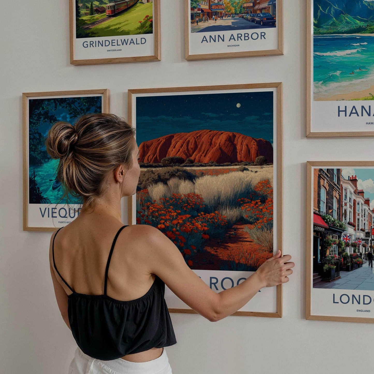 Ayers Rock Poster - Australia Travel Art - Starry Red Rock Home Decor