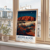 Ayers Rock Poster - Australia Travel Art - Starry Red Rock Home Decor