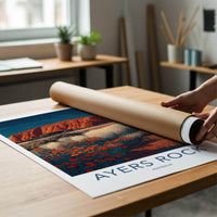 Ayers Rock Poster - Australia Travel Art - Starry Red Rock Home Decor