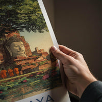 Ayutthaya Poster - Thailand Travel Art - Ancient Temple Ruins Travel Decor