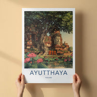 Ayutthaya Poster - Thailand Travel Art - Ancient Temple Ruins Travel Decor