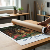 Ayutthaya Poster - Thailand Travel Art - Ancient Temple Ruins Travel Decor