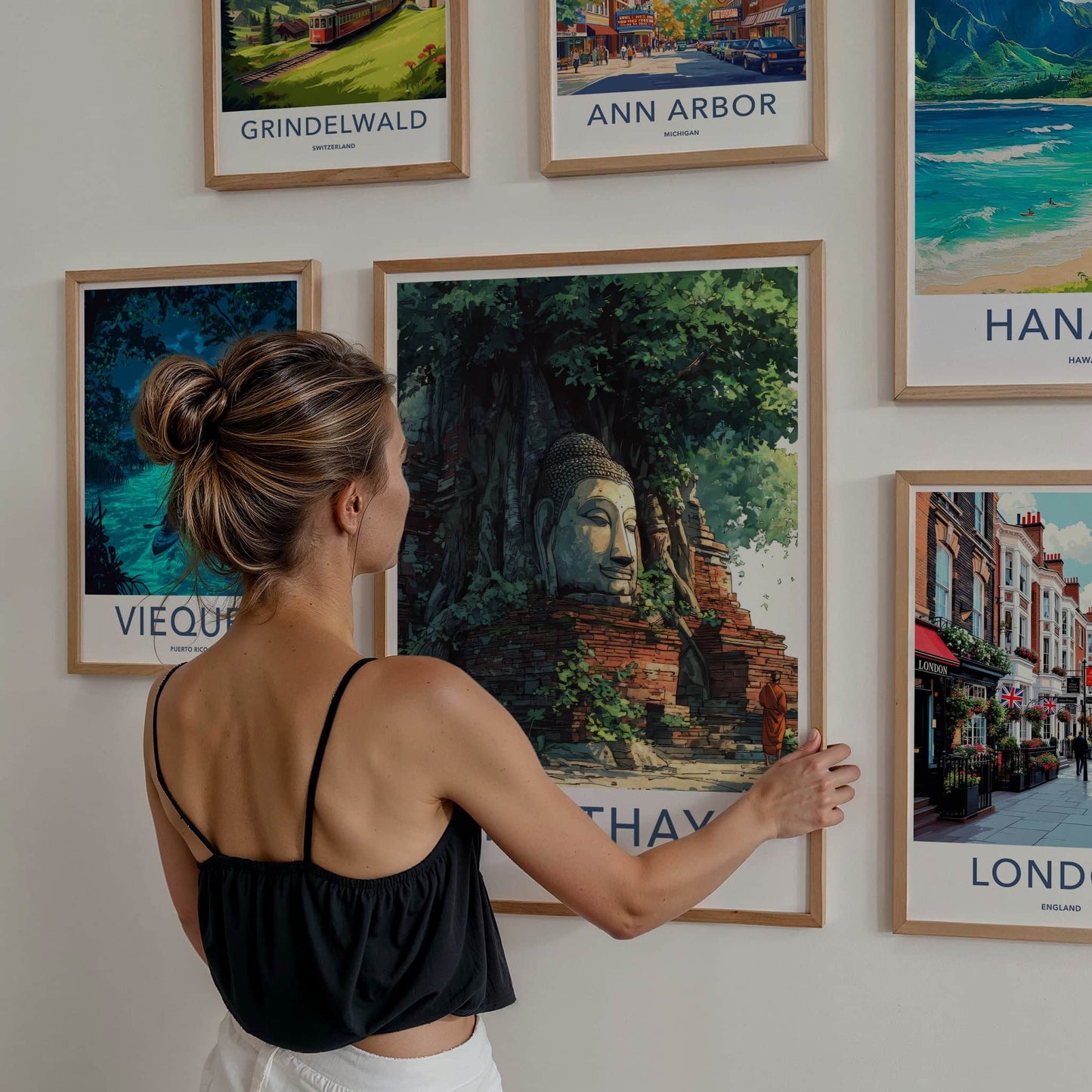 Ayutthaya Poster - Thailand Travel Art - Tree Buddha Head Wall Decor