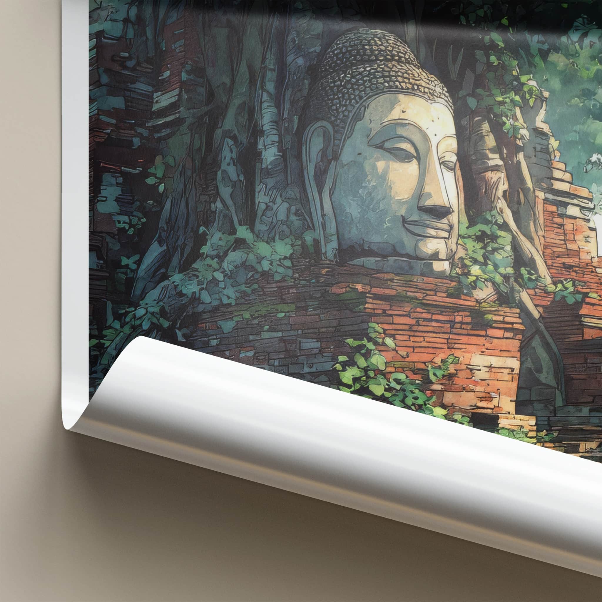 Ayutthaya Poster - Thailand Travel Art - Tree Buddha Head Wall Decor
