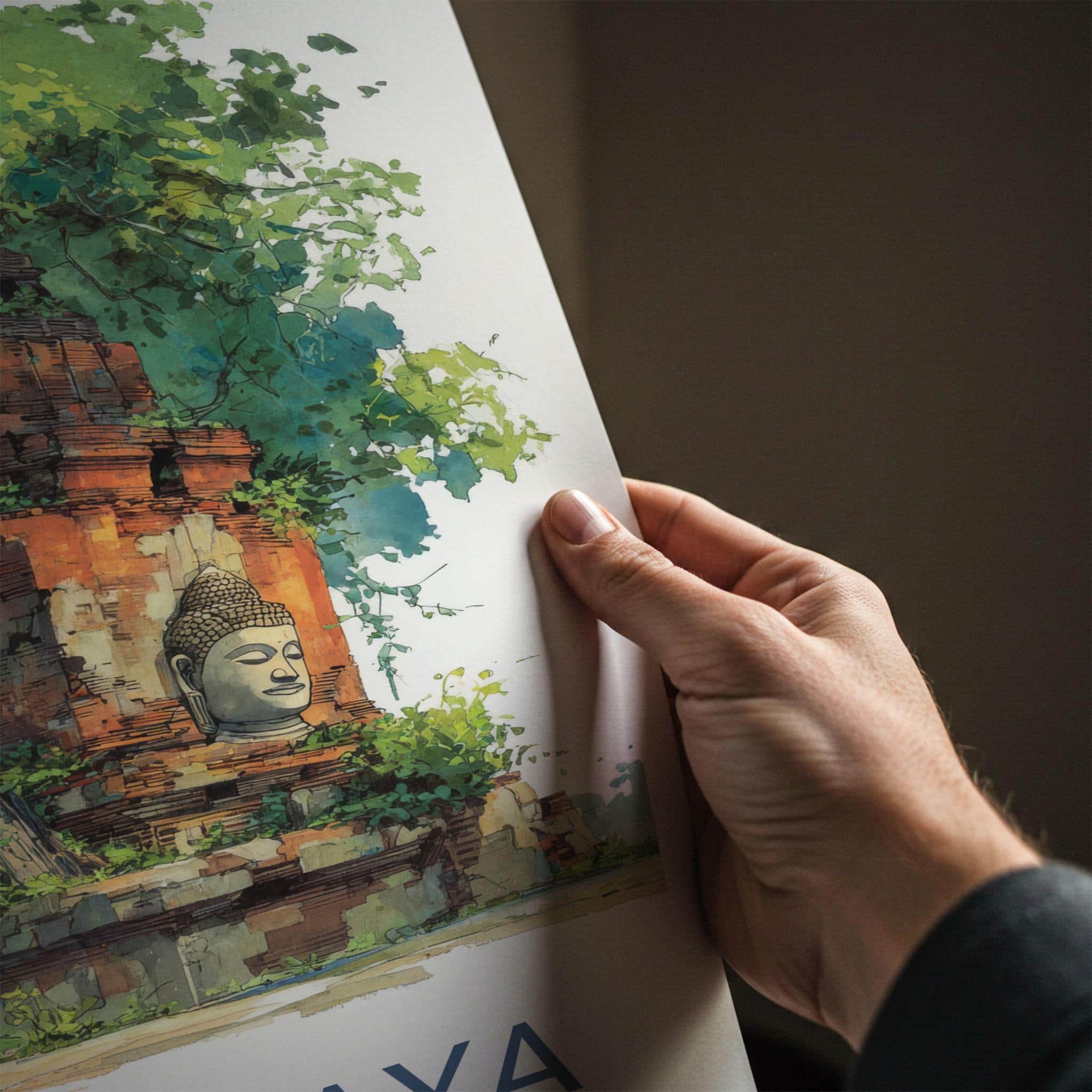 Ayutthaya Poster - Thailand Travel Print - Buddha Tree Roots Home Decor