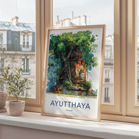 Ayutthaya Poster - Thailand Travel Print - Buddha Tree Roots Home Decor