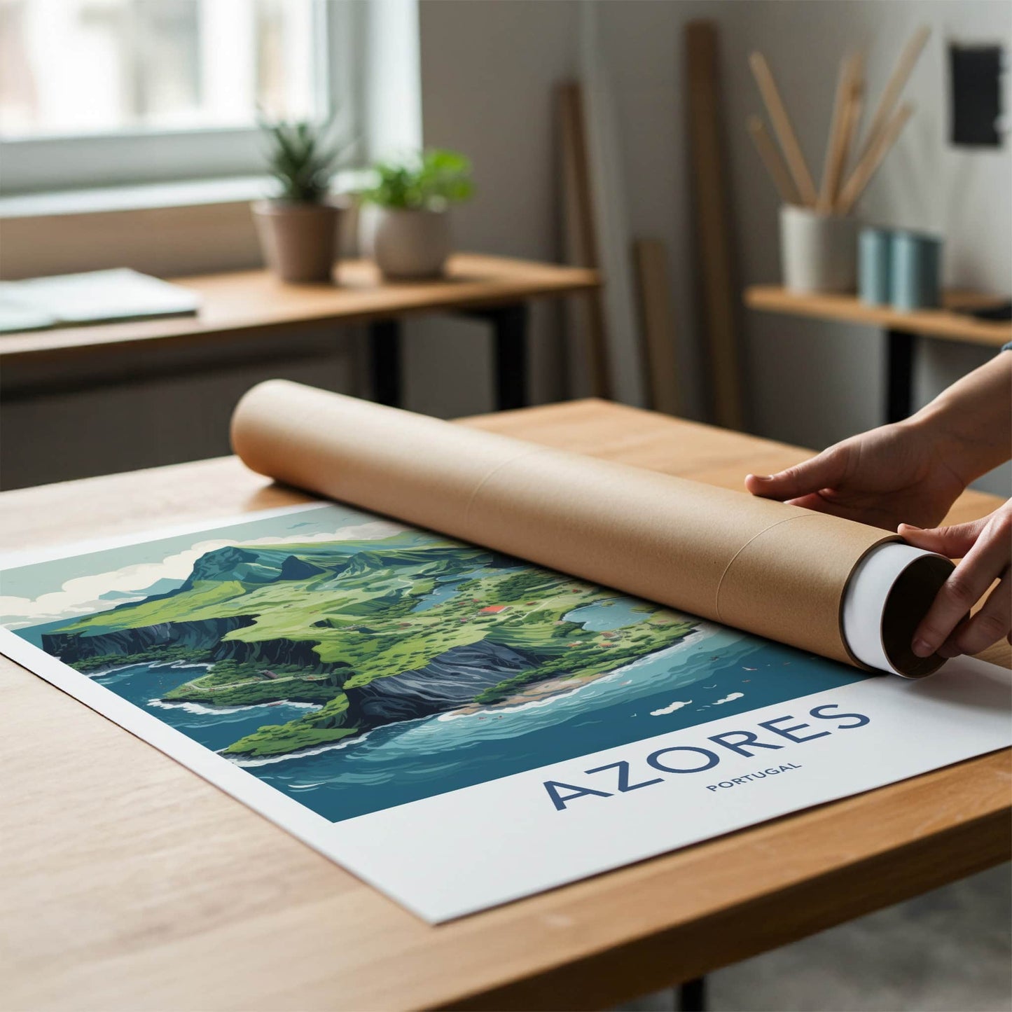 Azores Poster - Portugal Travel Art - Lush Island Landscape Home Decor