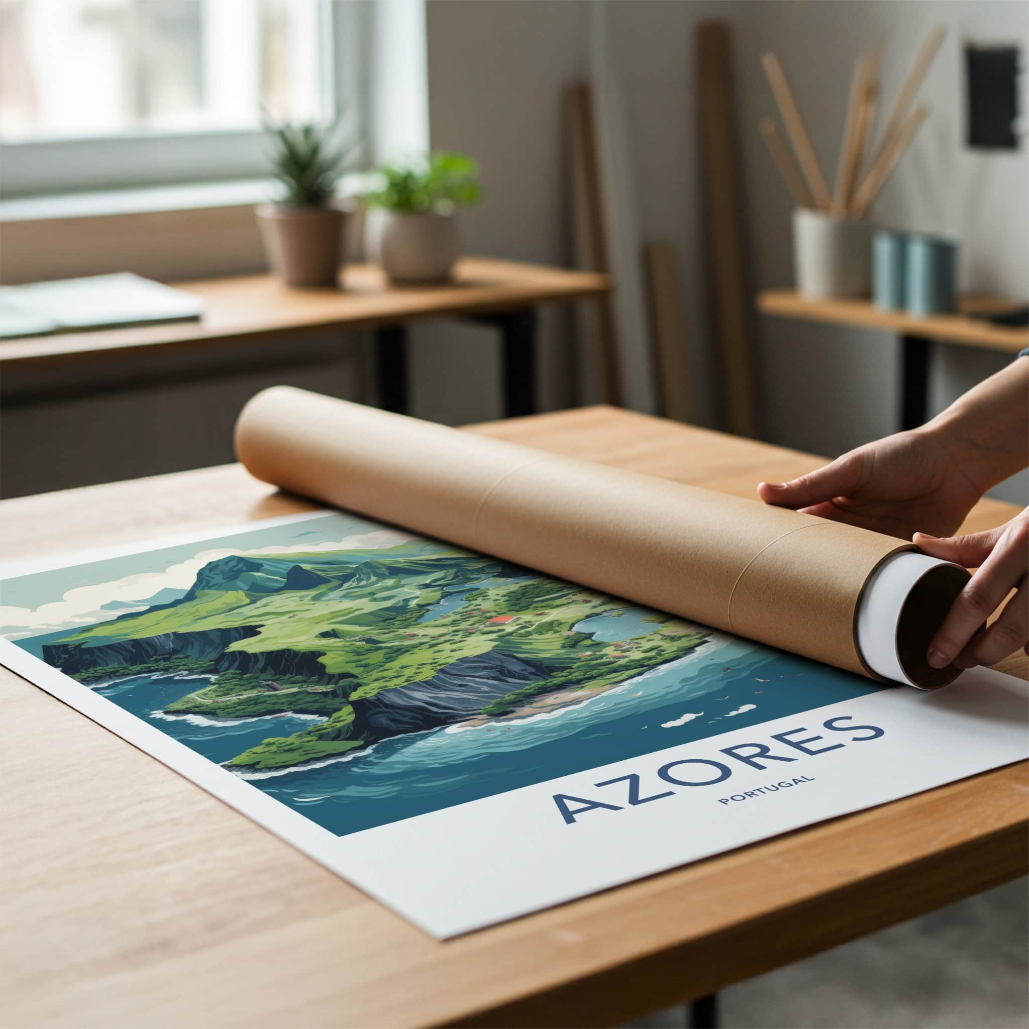 Azores Poster - Portugal Travel Art - Lush Island Landscape Home Decor