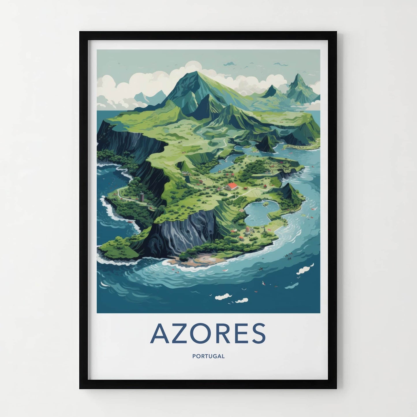 Azores Poster - Portugal Travel Art - Lush Island Landscape Home Decor