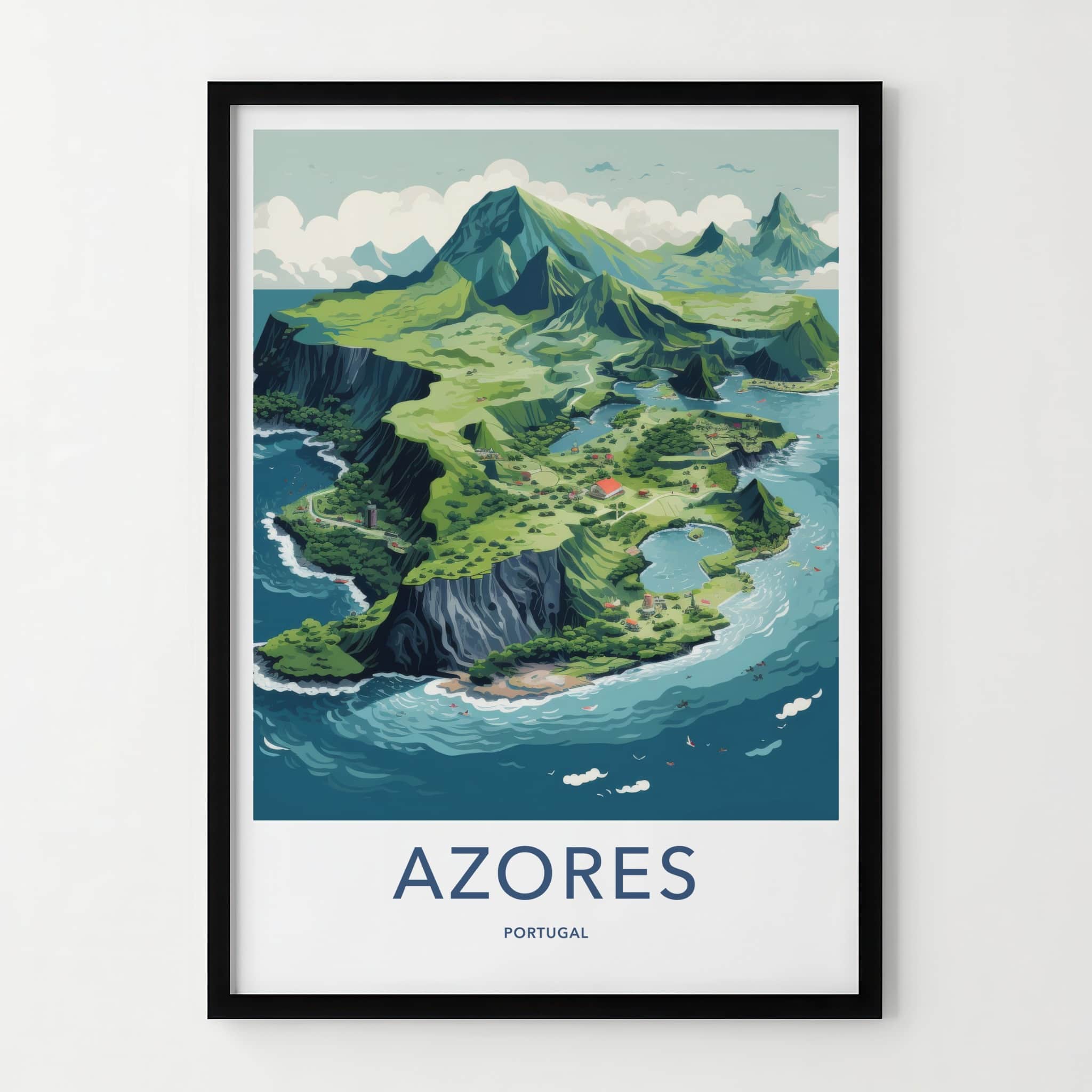Azores Poster - Portugal Travel Art - Lush Island Landscape Home Decor