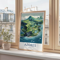 Azores Poster - Portugal Travel Art - Lush Island Landscape Home Decor