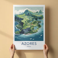 Azores Poster - Portugal Travel Art - Lush Island Landscape Home Decor