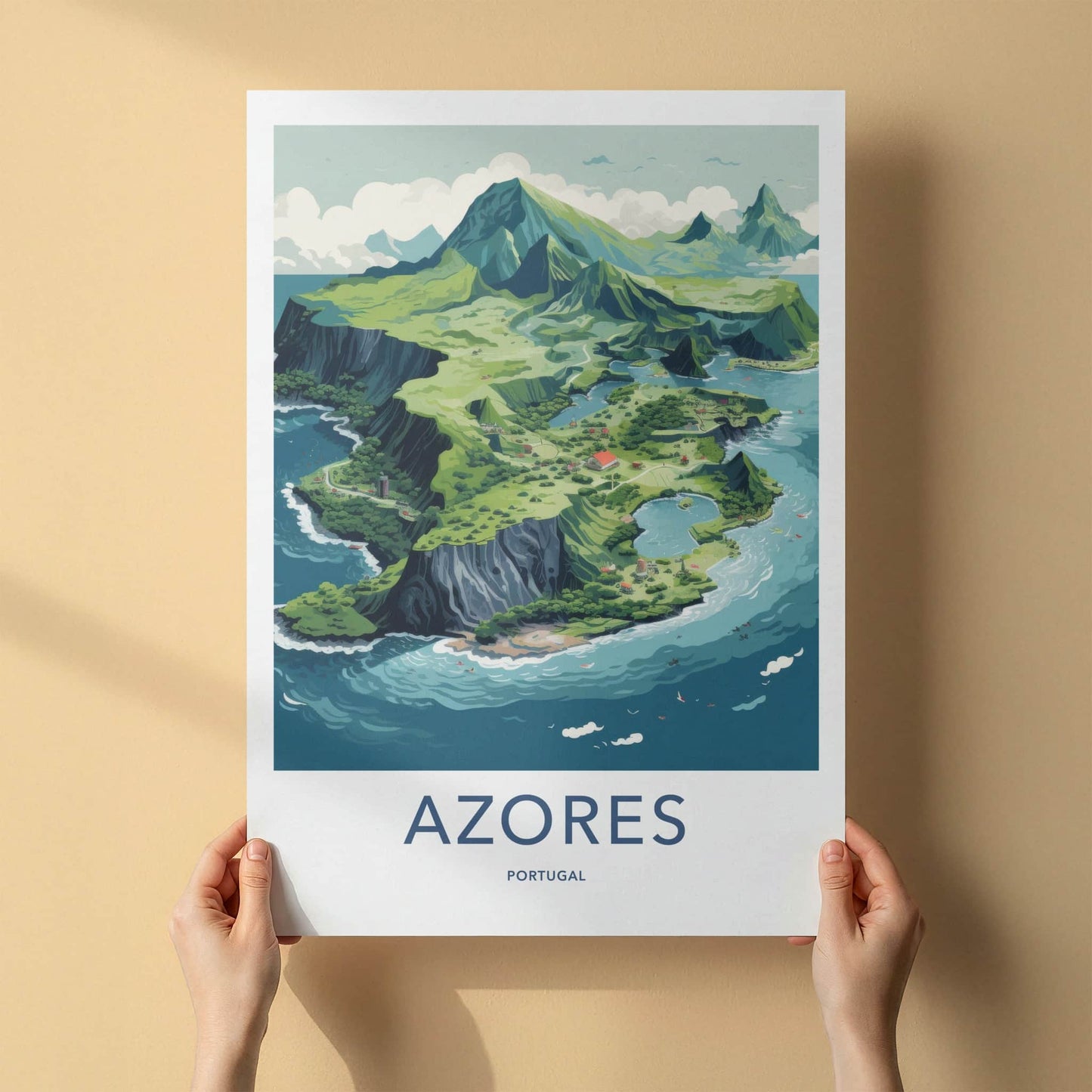 Azores Poster - Portugal Travel Art - Lush Island Landscape Home Decor