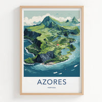 Azores Poster - Portugal Travel Art - Lush Island Landscape Home Decor