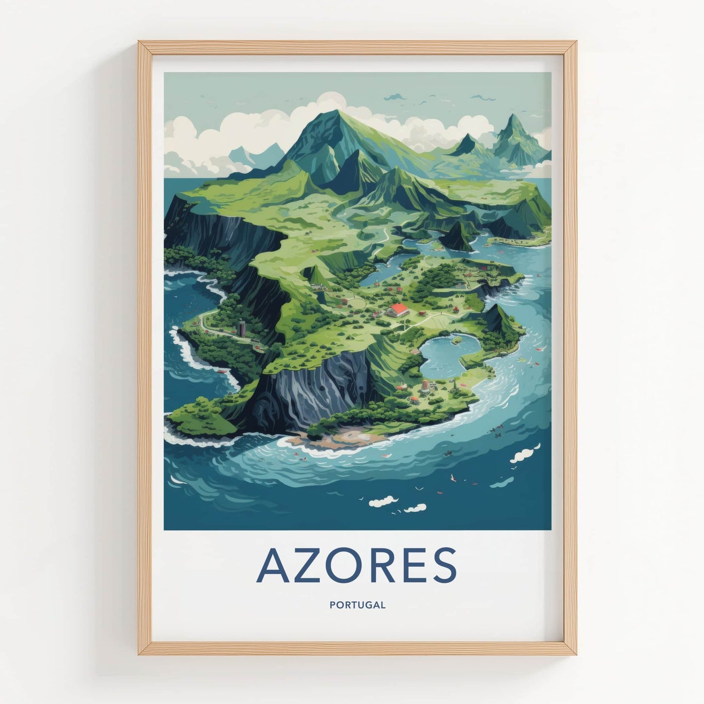 Azores Poster - Portugal Travel Art - Lush Island Landscape Home Decor