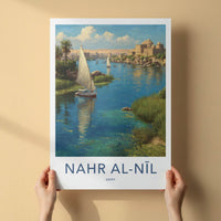 Nile River Poster Egypt Sailboat Riverbank Fort