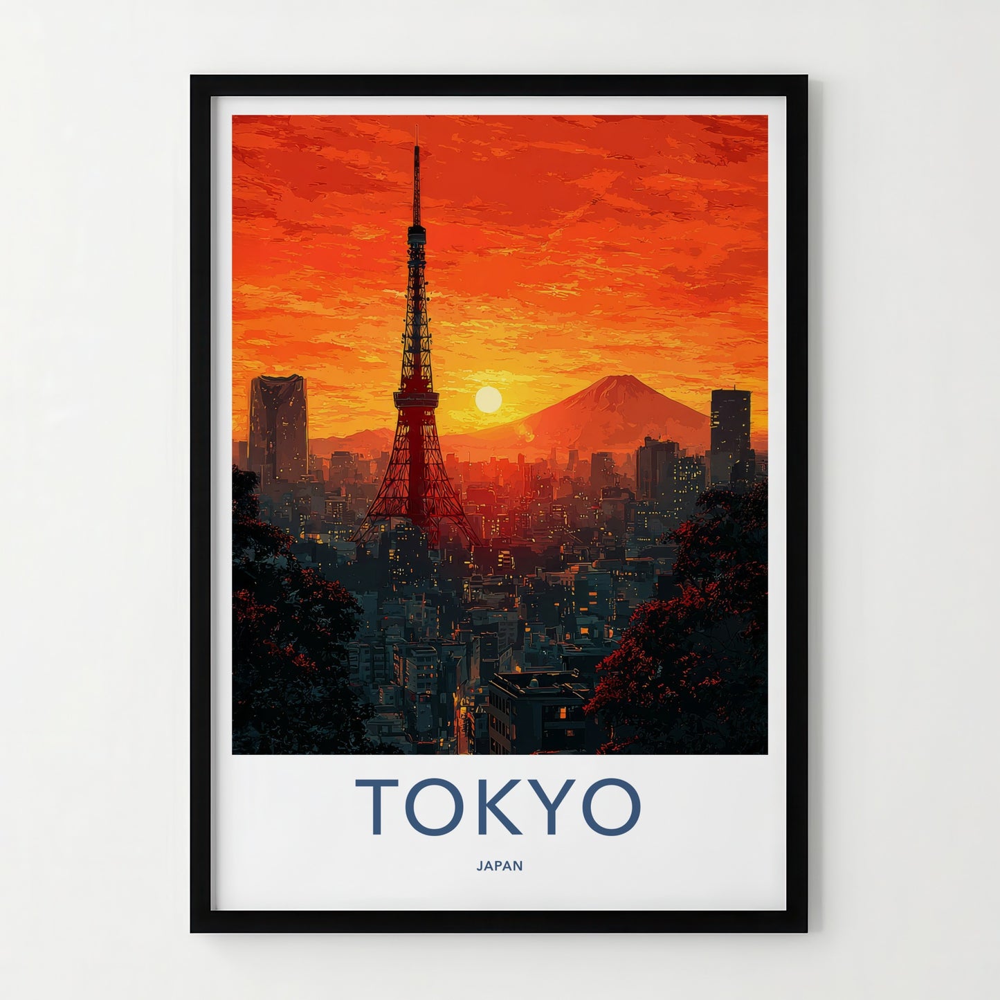 Tokyo Poster Japan Tower Cityscape Mount Fuji Travel Art
