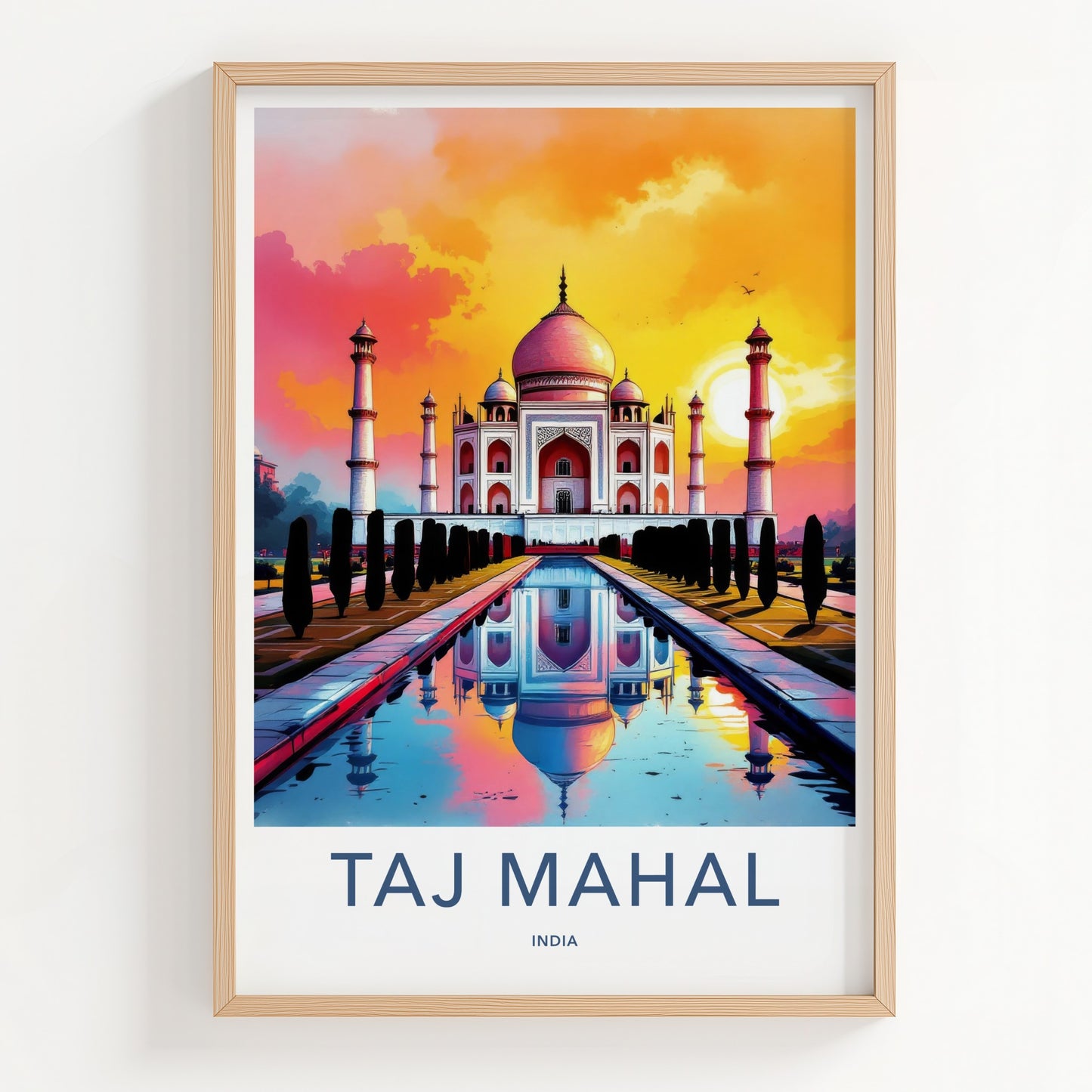Taj Mahal Poster - India Sunset Palace Reflection Fine Art