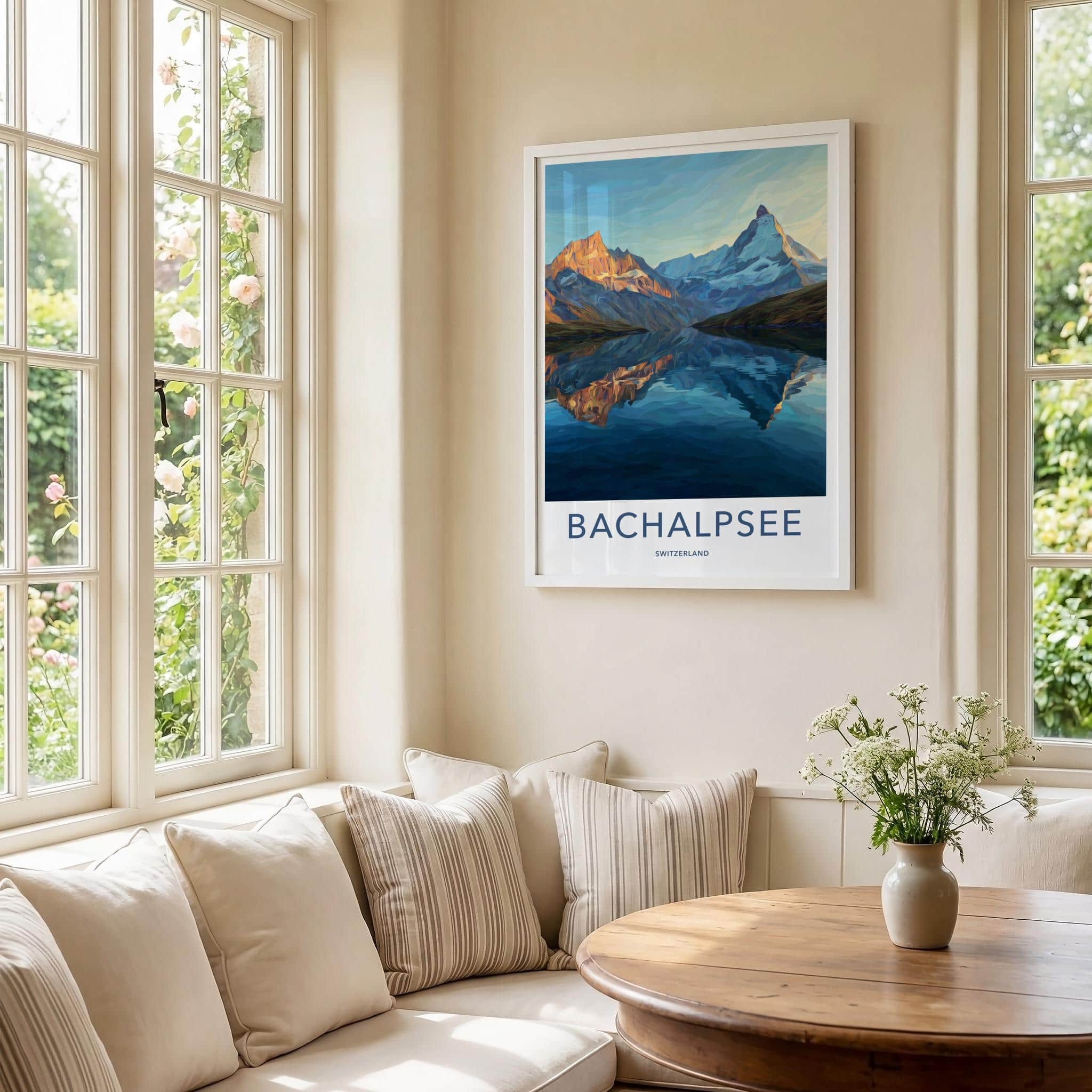 Bachalpsee Poster - Switzerland Travel Art - Alpine Lake Peak Wall Decor