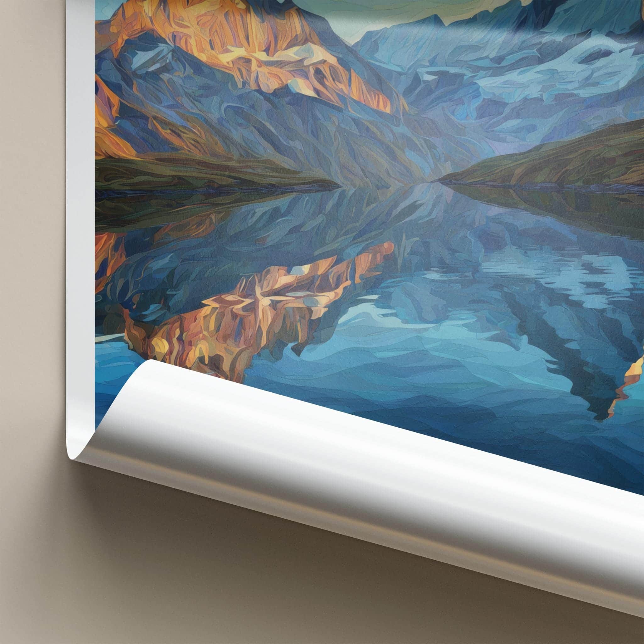 Bachalpsee Poster - Switzerland Travel Art - Alpine Lake Peak Wall Decor