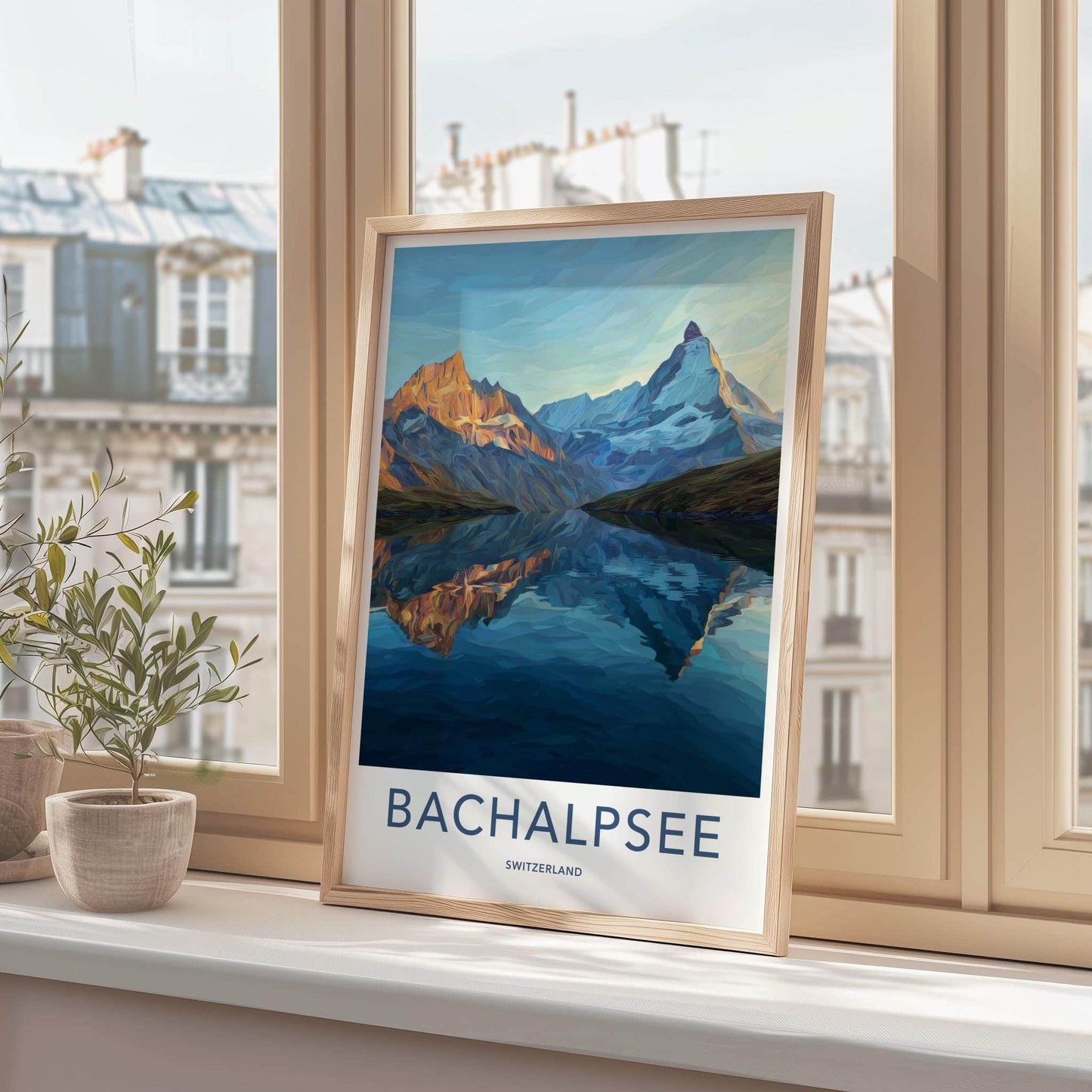 Bachalpsee Poster - Switzerland Travel Art - Alpine Lake Peak Wall Decor