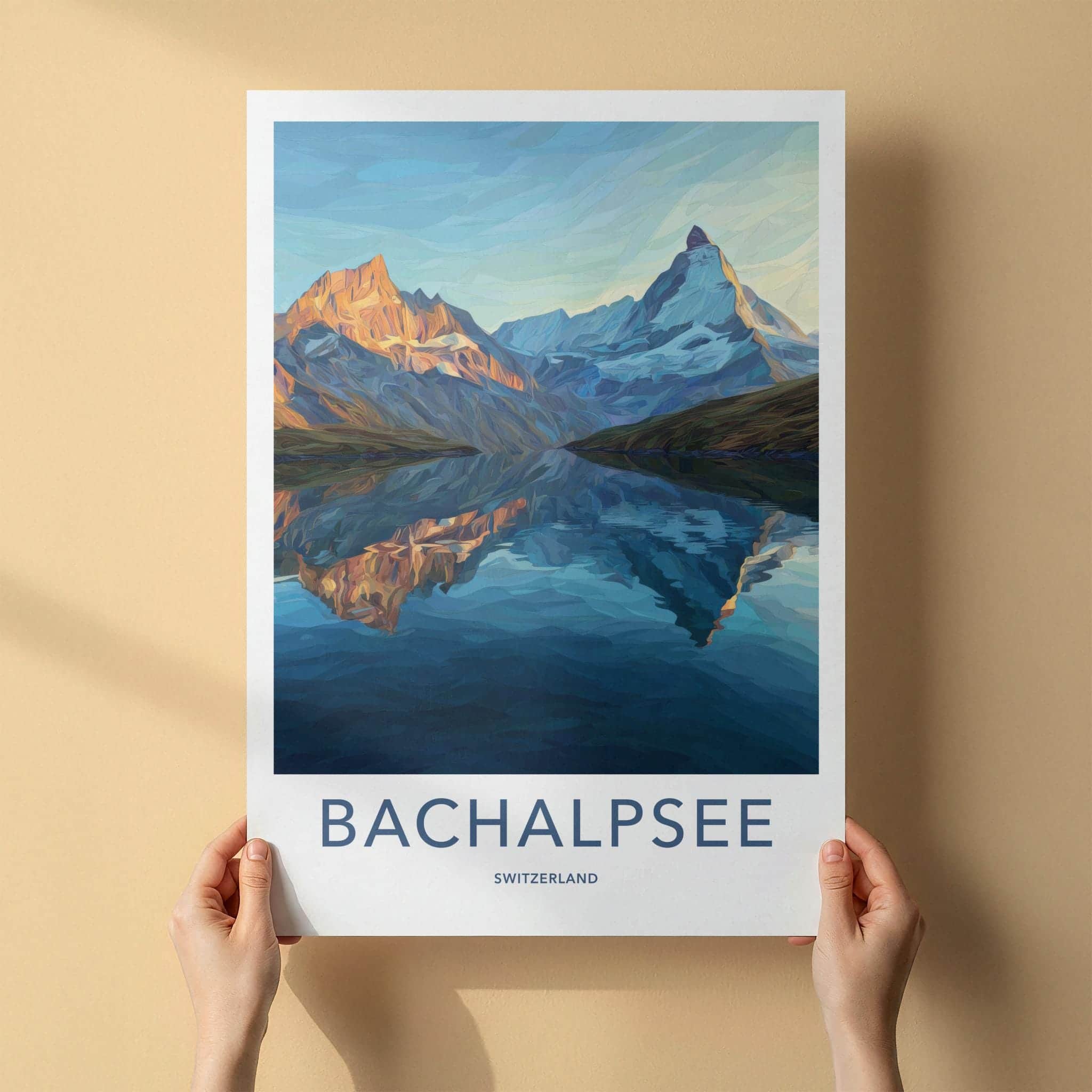 Bachalpsee Poster - Switzerland Travel Art - Alpine Lake Peak Wall Decor