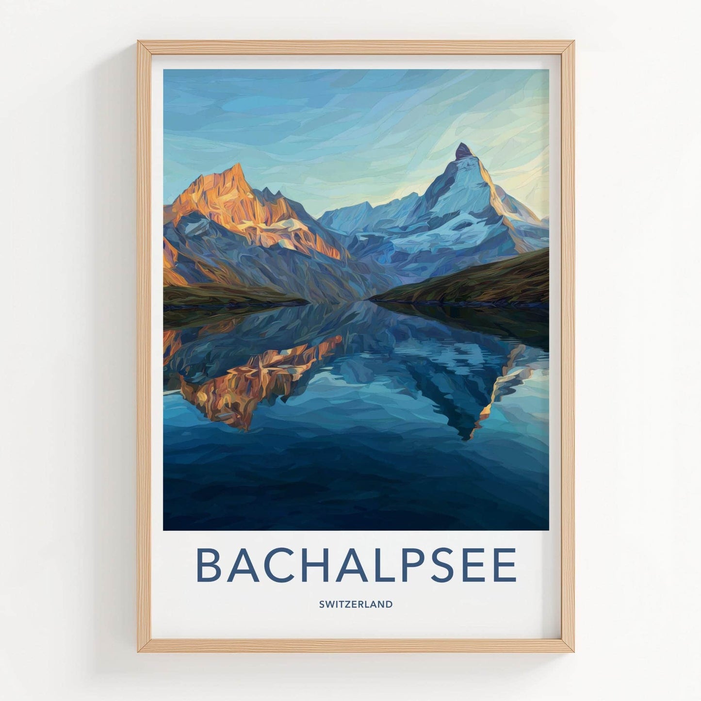 Bachalpsee Poster - Switzerland Travel Art - Alpine Lake Peak Wall Decor