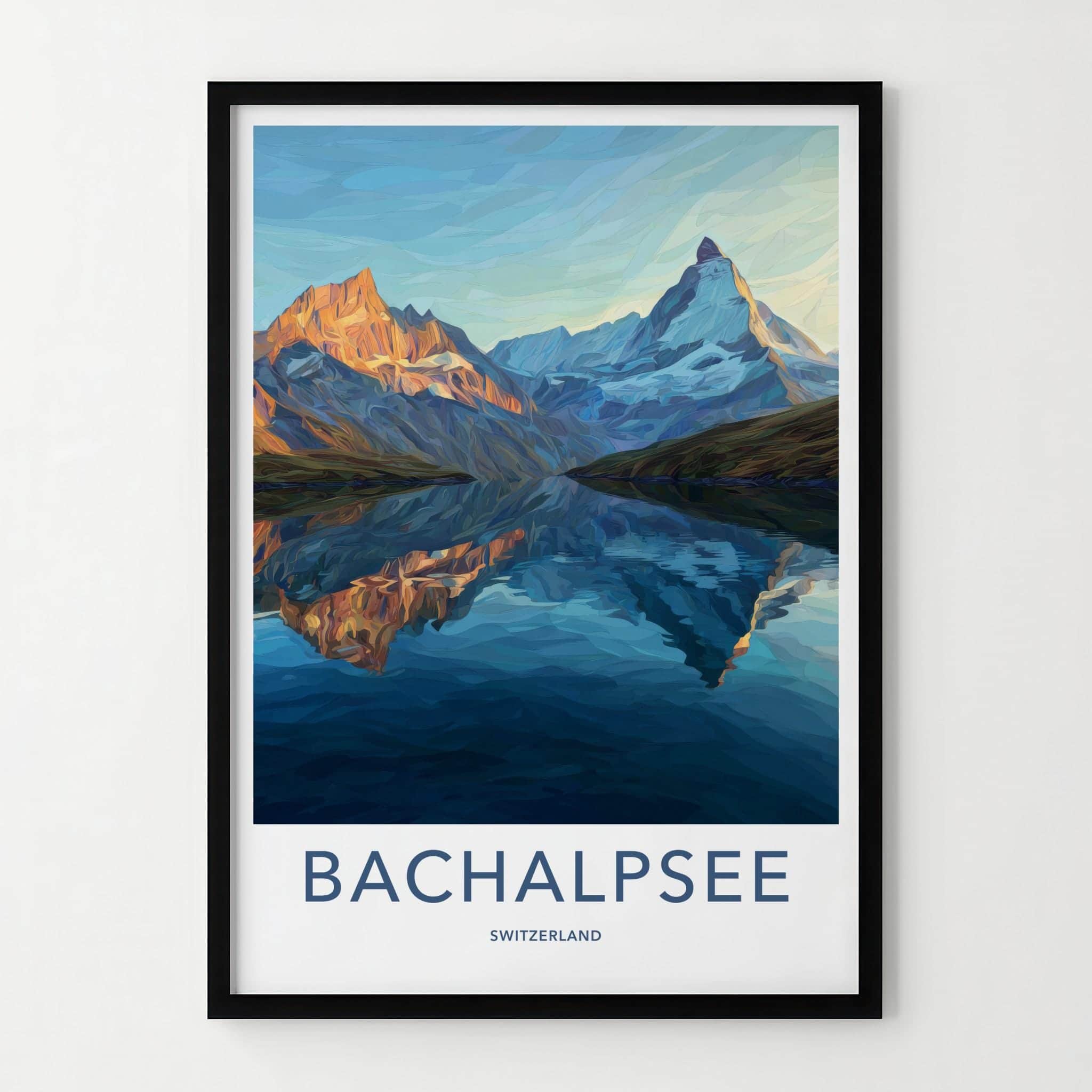 Bachalpsee Poster - Switzerland Travel Art - Alpine Lake Peak Wall Decor
