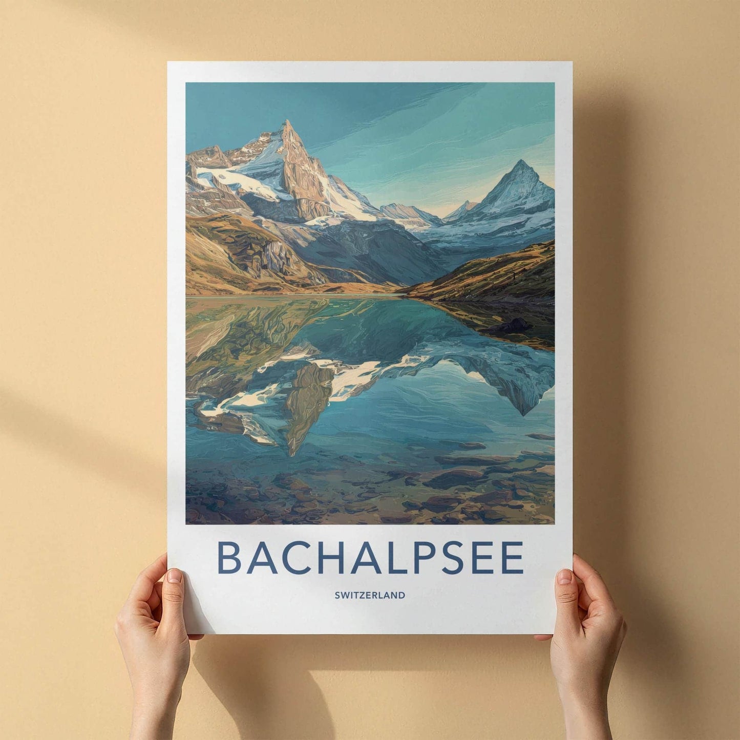 Bachalpsee Poster - Switzerland Travel Print - Mountain Lake Reflection Home Decor