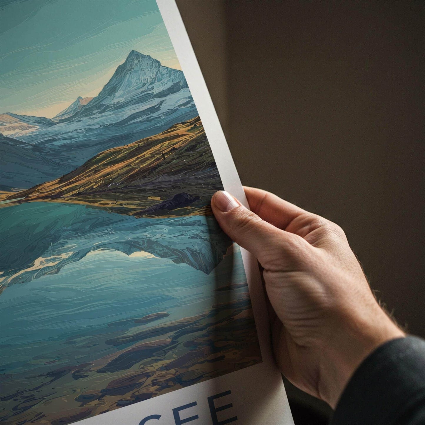 Bachalpsee Poster - Switzerland Travel Print - Mountain Lake Reflection Home Decor