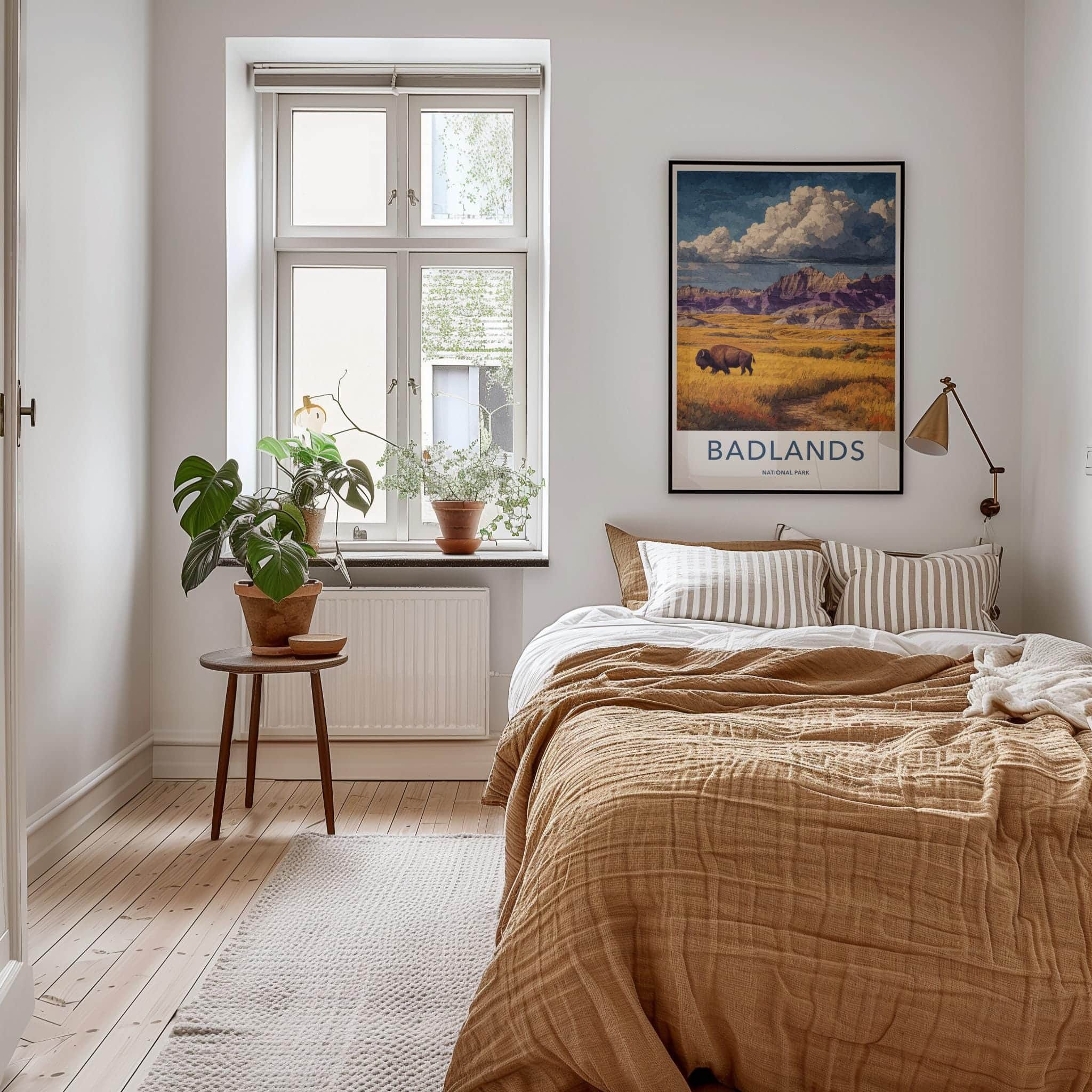 Badlands Poster - South Dakota Scenic Art - Bison Golden Plains Wall Decor