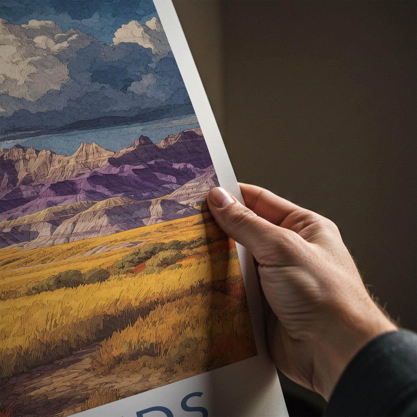 Badlands Poster - South Dakota Scenic Art - Bison Golden Plains Wall Decor
