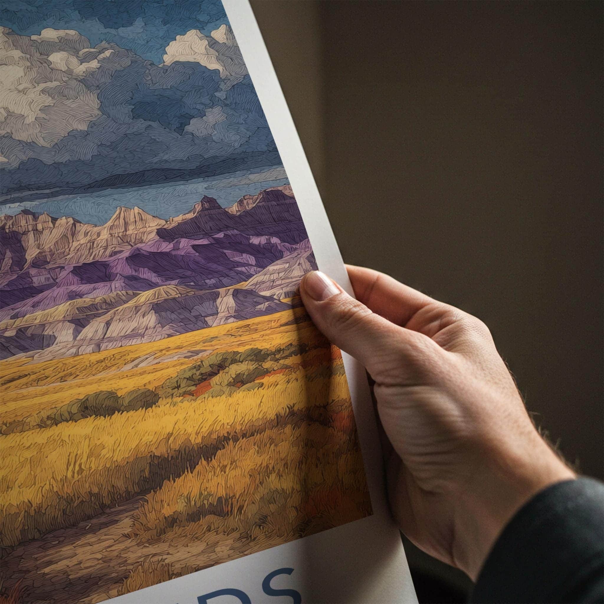 Badlands Poster - South Dakota Scenic Art - Bison Golden Plains Wall Decor