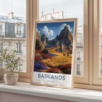Badlands Poster - South Dakota Travel Art - Colorful Badlands Rams Home Decor